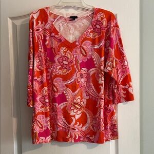 Talbots Pink and Orange Floral sweater